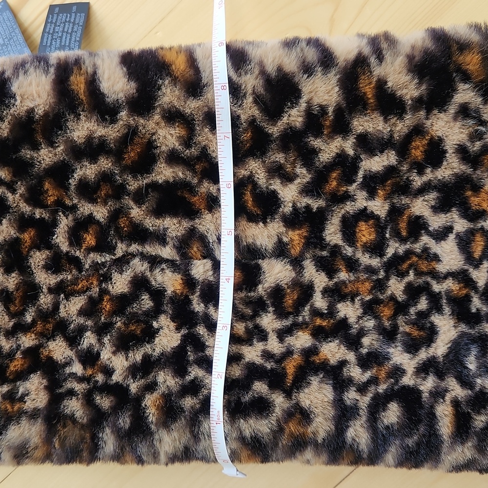 Zara Leopard Print Wrap Scarf Stole Faux Fur - Picture 9 of 12